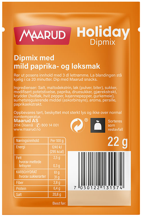 Maarud Holiday dip mix powder 22 gram
