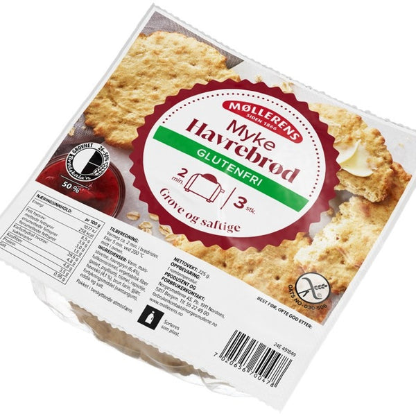 Soft oat bread gluten-free (Havrebrød) 225 grams