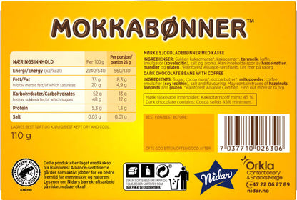 Nidar Mocca beans 110 grams (Mokkabønner)