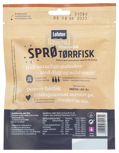 Lofoten Dryfish crisp bites 30 gram (Tørrfisksnacks sprø biter)