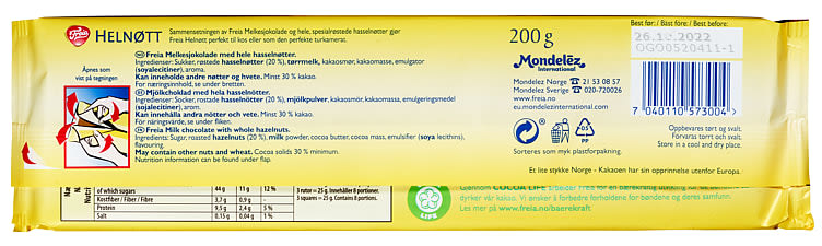 Freia milk chocolate hazelnuts 200 gram (Melkesjokolade Helnøtt)