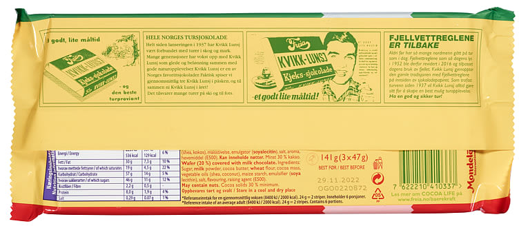 Kvikk Lunsj bisquit and chocolate 3 x 47 gram