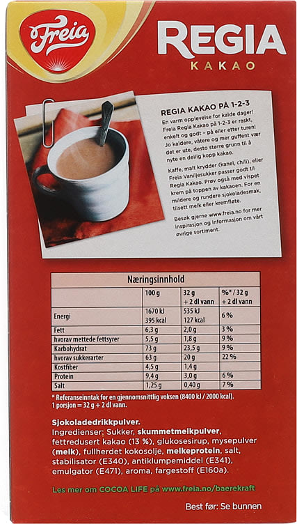 Freia Regia cocoa 32x10 gram (kakao - sjokoladedrikk)