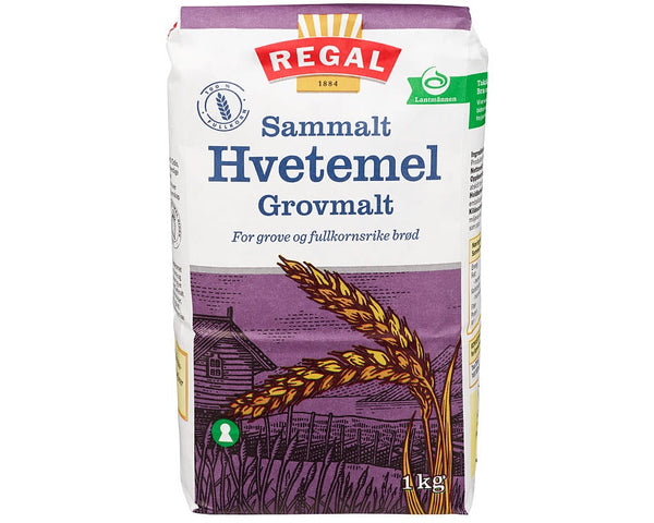 Regal Coarse Whole wheat flour (grovmalt sammalt hvetemel) 1 Kg