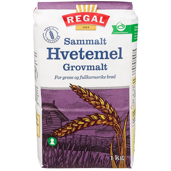 Regal Coarse Whole wheat flour (grovmalt sammalt hvetemel) 1 Kg