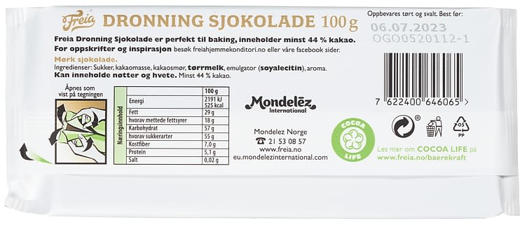Freia Queen chocolate 100 gram (Dronning sjokolade)