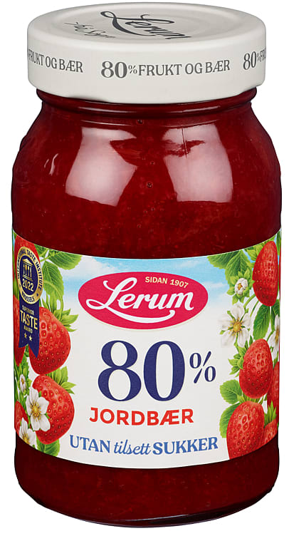 Lerum Strawberry Jam (Jordbær syltetøy uten tilsatt sukker) 330gr