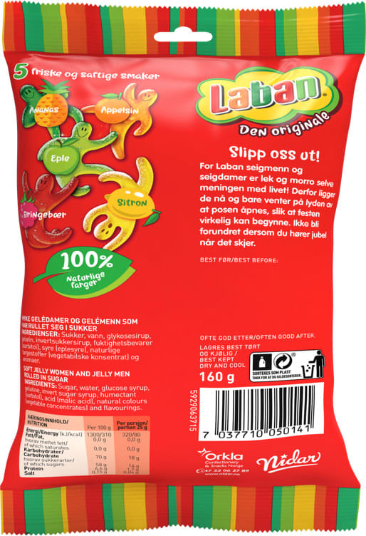 Nidar Laban seigmenn candy 160 gram