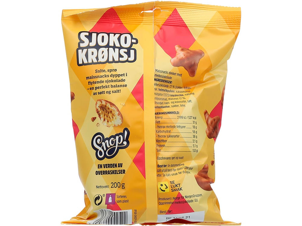 Chocolate-Coated cornsnacks (Sjoko Krønsj) 200 grams