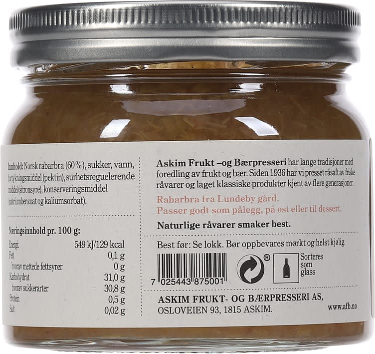 Askim Rhubarb marmalade 370 ml (Rabarbra marmelade)