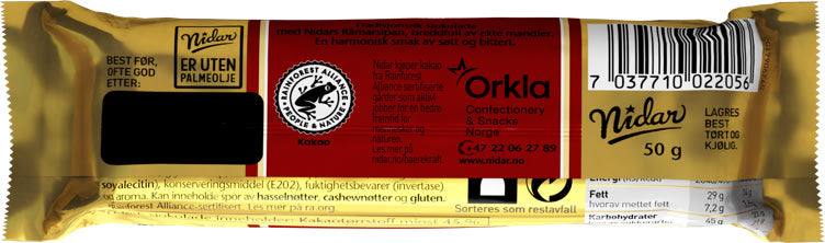 Nidar Gullbrød chocolate covered marzipan 50 gram
