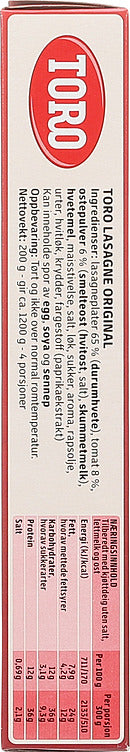 Toro Lasagna mix with pasta 200 grams (Lasagne) Norwegian Foodstore