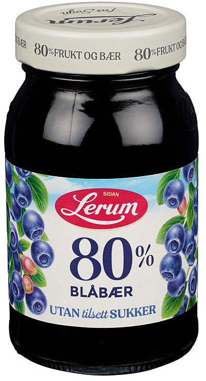 Lerum Blueberry Jam 330g – Norwegian blabaer jam no added sugar with fast worldwide shipping