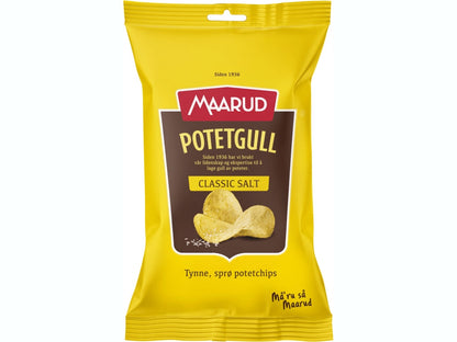 Maarud potatochips classic salt mini (potetgull) 40g – authentic Norwegian snack from Norway with fast worldwide shipping
