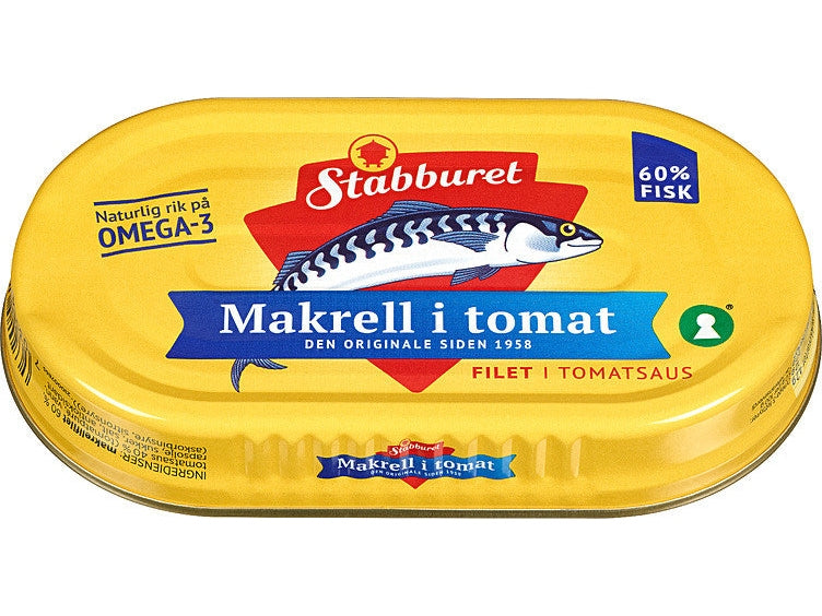 Stabburet Mackerel in tomato sauce 170 gram (Makrell i tomat) Norwegian Foodstore