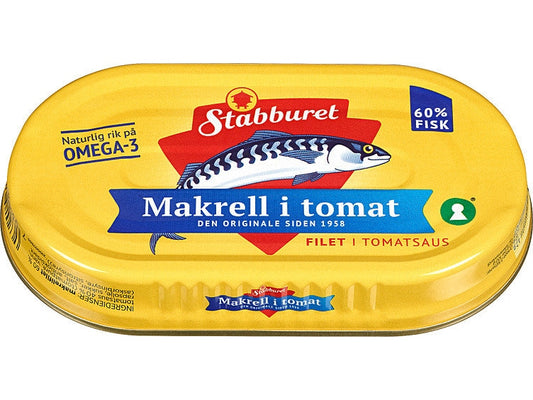 Stabburet Mackerel in tomato sauce 170 gram (Makrell i tomat) Norwegian Foodstore