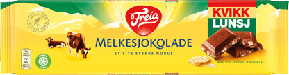 Freia milk chocolate with Kvikk lunch 200 gram (Melkesjokolade Kvikk Lunsj) Norwegian Foodstore