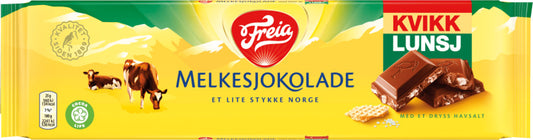 Freia milk chocolate with Kvikk lunch 200 gram (Melkesjokolade Kvikk Lunsj) Norwegian Foodstore