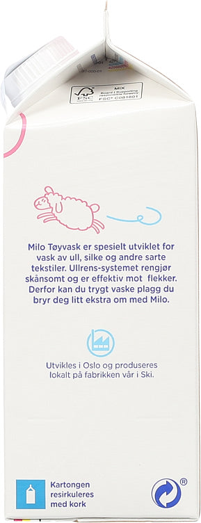 Milo detergent wool wash perfume free (parfymefri ullvask) 750ml – Norwegian laundry product from Norway with fast worldwide shipping
