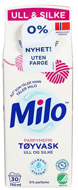 Milo Whool Wash Perfume free (Parfymefri) 595 ml Norwegian Foodstore