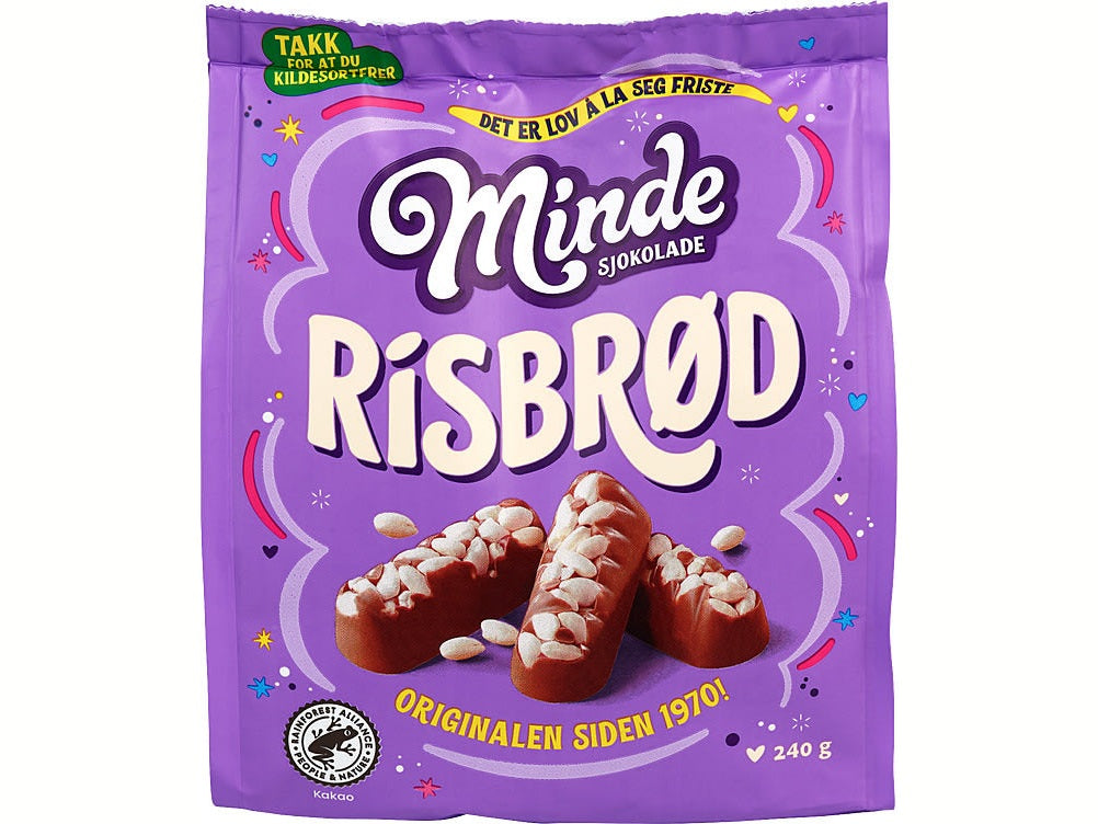 Minde Rice Chocolate 240g – Norwegian risbrod crispy chocolate with puffed rice and fast worldwide shipping