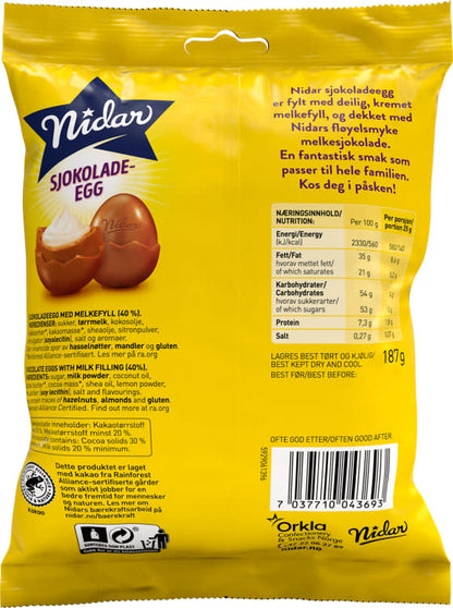 Nidar Easter Chocolate Eggs (sjokolade egg) 187g – authentic Norwegian Easter chocolate (påske) from Norway with fast worldwide shipping
