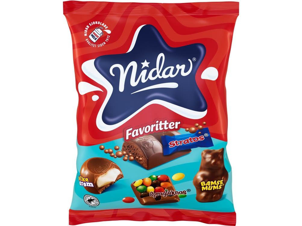 Nidar Favourites Stratos mixed candy (Favoritter Stratos) 200g – authentic Norwegian chocolate candy from Norway with fast worldwide shipping