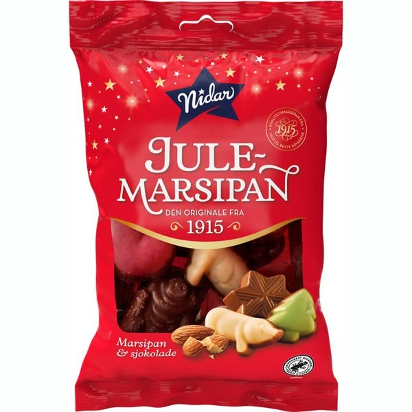 Nidar Christmas marzipan & milk chocolate 130 / 193 grams (Jule marsipan)