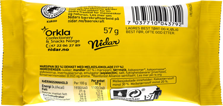 Nidar Marzipan Easter Egg (Marsipanegg) 57 grams Norwegian Foodstore