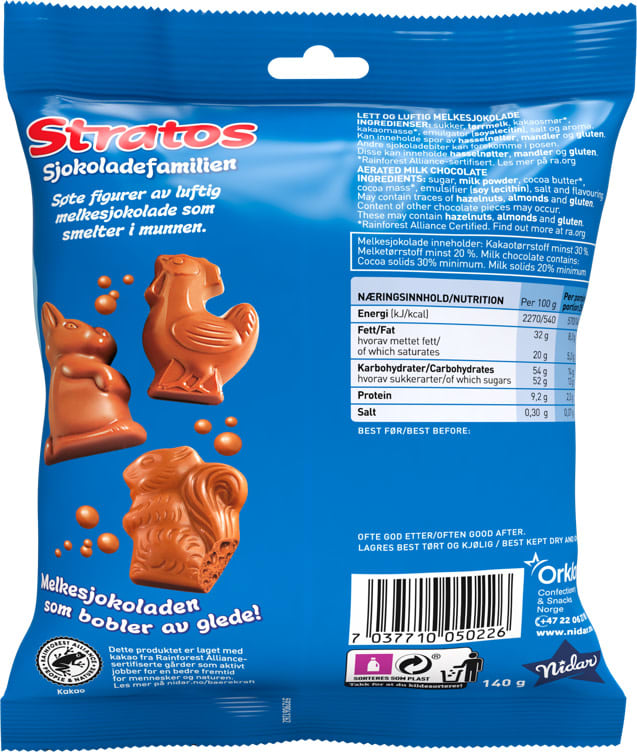 Stratos Chocolate Family milk chocolate figures with air bubbles 140 grams