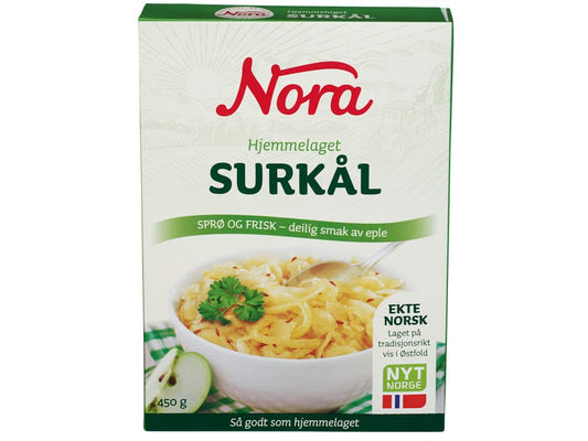 Nora Homemade Sauerkraut 450g – traditional Norwegian Hjemmelaget Surkål with apple