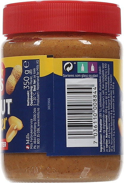Peanut butter 350g – creamy peanut spread from Norway with fast worldwide shipping