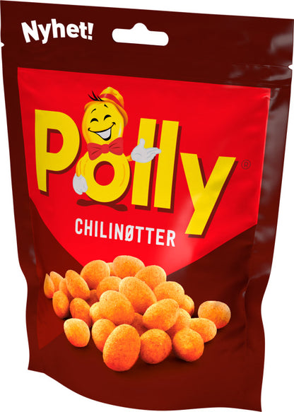 Polly Chilinuts (chilinøtter) 160g – authentic Norwegian snack from Norway with fast worldwide shipping
