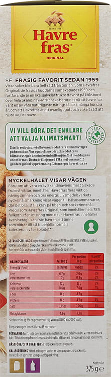 Quaker Havrefras 375g (frokost blanding cereal) – authentic Norwegian breakfast cereal from Norway with fast worldwide shipping