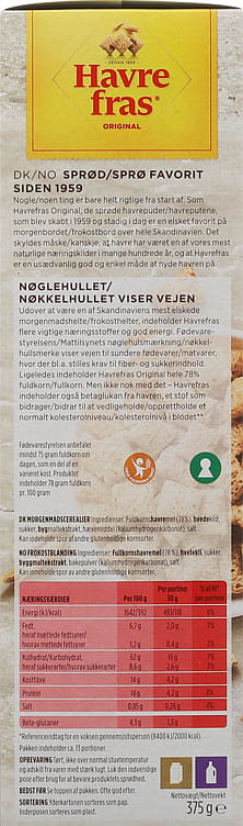Quaker Havrefras 375g (frokost blanding cereal) – authentic Norwegian breakfast cereal from Norway with fast worldwide shipping