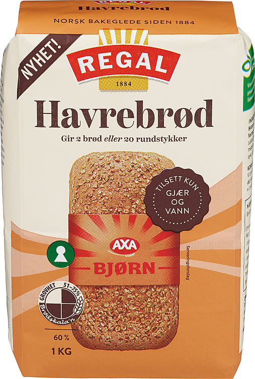 Regal Easy Oat Bread Mix 1kg – Norwegian Havrebrød Lettbakt mix for homemade oat bread