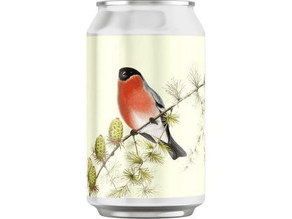 Safteriet Fruktsmekk Jul + Nyttår 330 ml can with bullfinch illustration
