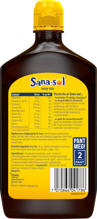 Sana-sol vitamin mixture no sugar 500ml Norwegian Foodstore