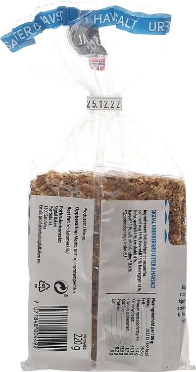 Sigdal Crisp bread Herbs & Seasalt 220 grams Norwegian Foodstore