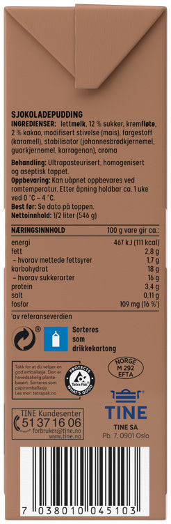 Piano Chocolate pudding (Sjokoladepudding) 500ml Norwegian Foodstore