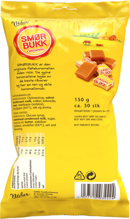 Nidar Smørbukk caramels 150 grams Norwegian Foodstore