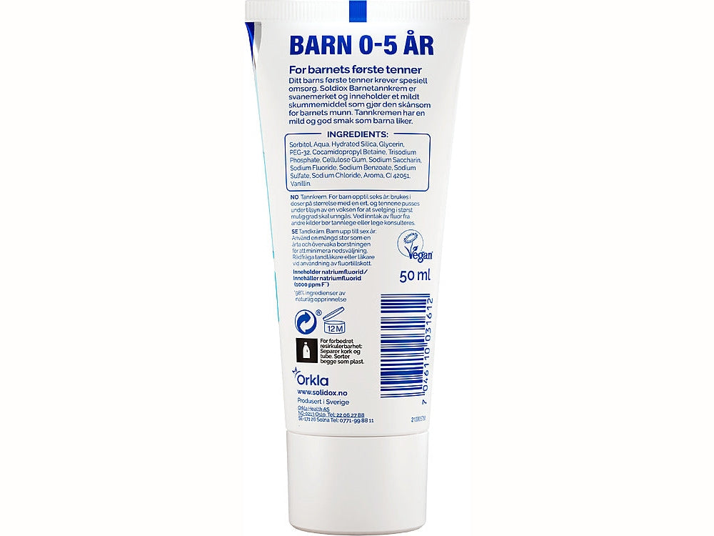 Solidox Toothpaste 0-5 years Norwegian Foodstore