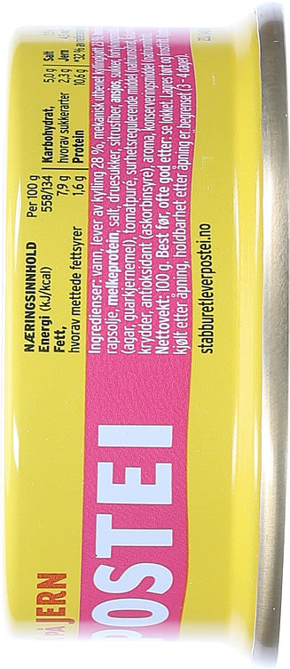 Stabburet Chicken Liver Pate 100g – Norwegian kyllingpostei spread with fast worldwide shipping