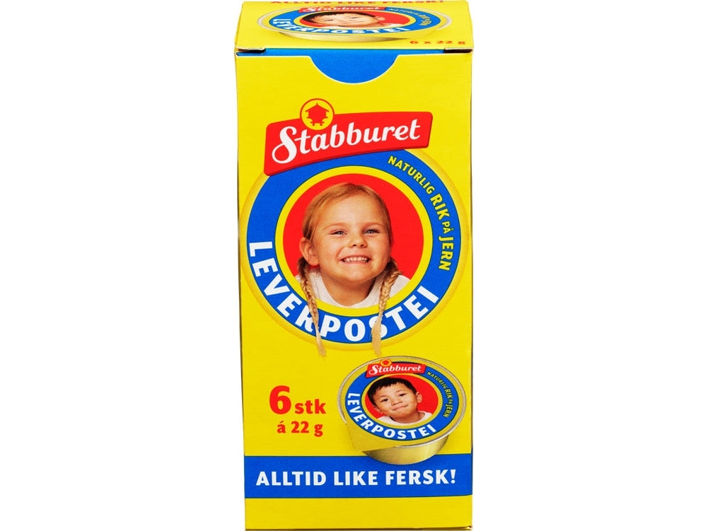 Stabburet Liver Pate Portion 6x22g – Norwegian leverpostei spread in convenient cups with fast worldwide shipping