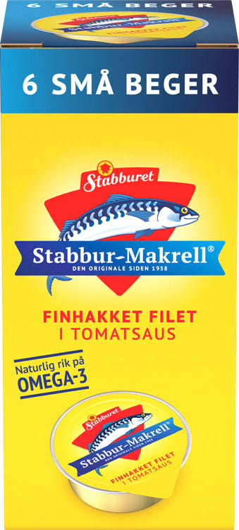 Stabburet mackerel in tomato sauce 6x22g – Norwegian makrell i tomat portions with fast worldwide shipping