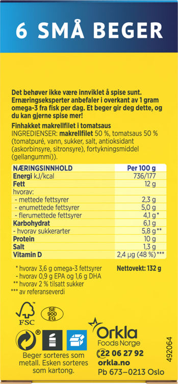 Stabburet mackerel in tomato sauce 6x22g – Norwegian makrell i tomat portions with fast worldwide shipping