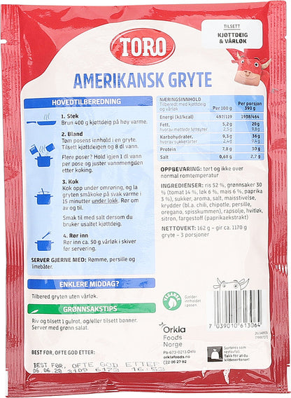 Toro American Stew (Amerikansk gryterett) 162 grams Norwegian 