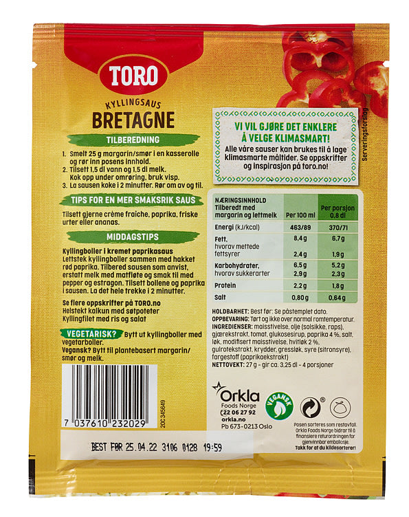 Toro Bretagne Chicken sauce (Kyllingsaus) 27 grams