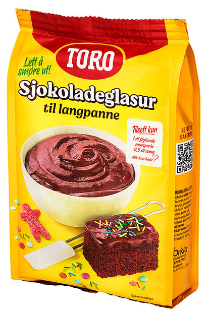 Toro chocolate icing mix / chocolate glaze (langpanne sjokoladeglasur) 350g – authentic Norwegian food from Norway with fast worldwide shipping