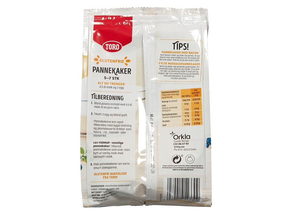 Toro Glutenfree Pancake Mix 187 grams (Glutenfri Pannekaker)